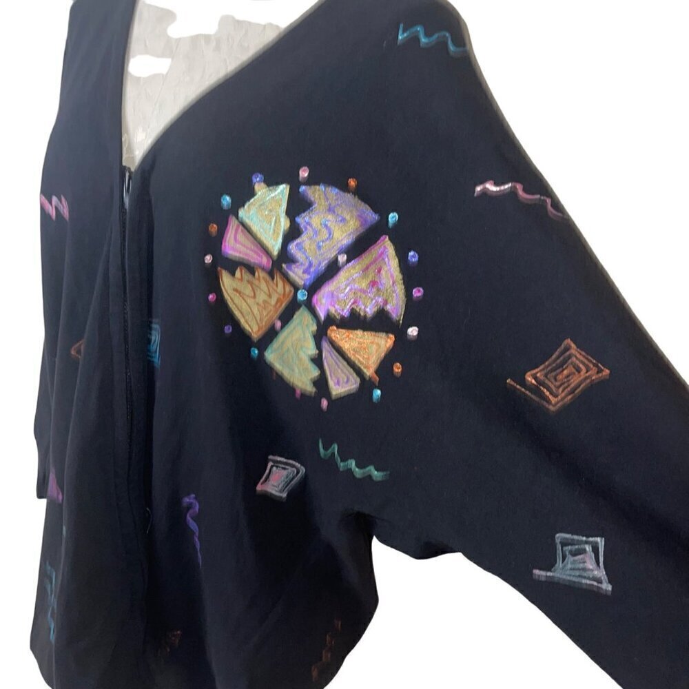 Cristina Maxx Vintage 90s Womens Sweater Skirt Set Size XL Black Cardigan V Neck - Picture 6 of 10